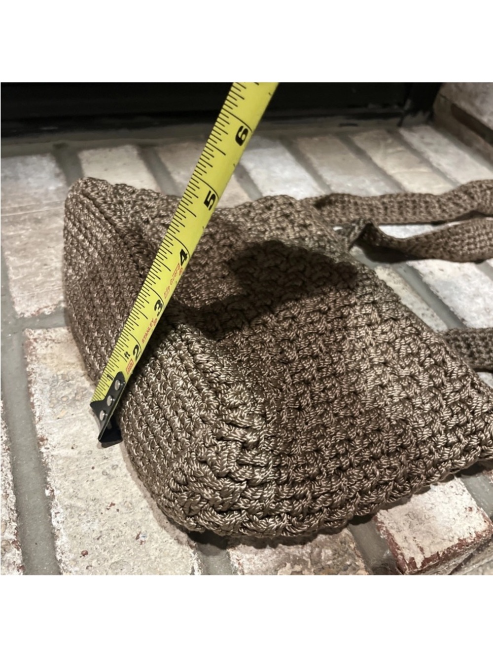 The SAK Original Taupe Knit Woven Crochet Shoulder Bag  BOHO Cottagecore - Picture 7 of 8